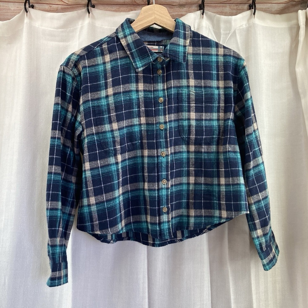 Vintage Havana Cropped Plaid Button Down‎ XL See Measurements